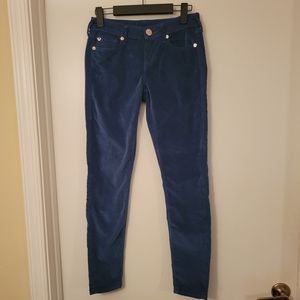 True Religion Blue Halle Mid Rise Super Skinny Pants, Size 26